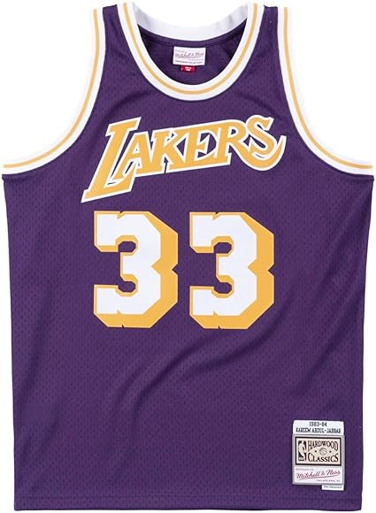 Men's Mitchell & Ness NBA Kareem Abdul Jabbar Los Angeles Lakers 1983/84 Hardwood Classics Swingman Jersey - Purple