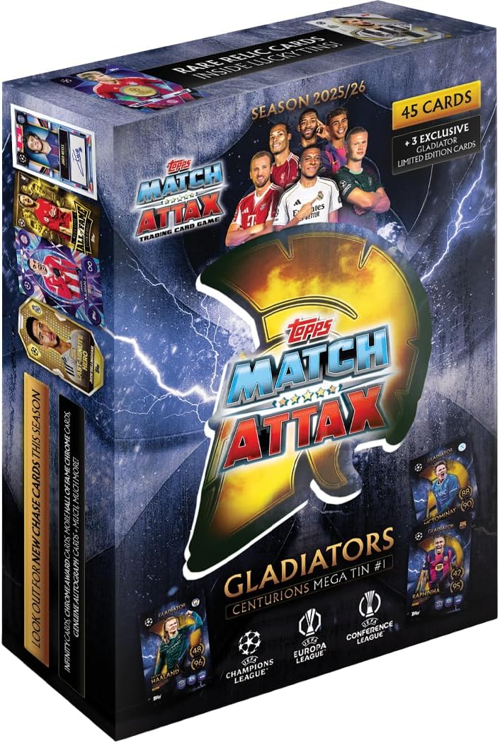 Topps Match Attax Champions League Soccer Cards Gladiators Centurions Mega Tins 2025/26