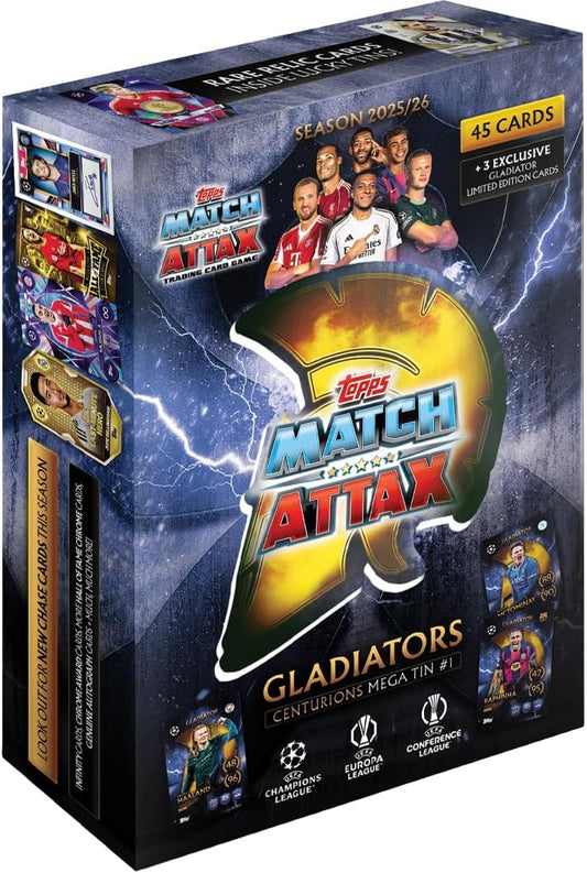 Topps Match Attax Champions League Soccer Cards Gladiators Centurions Mega Tins 2025/26