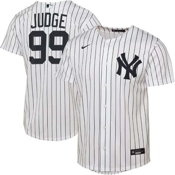 Nike Youth MLB New York Yankees Aaron Judge #99 Pinstripe Home Jersey - White/Black