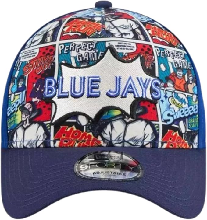 New Era MLB Toronto Blue Jays 9FORTY A-Frame Youth 2025 Players Weekend Comic Adjustable Snapback Hat - Blue