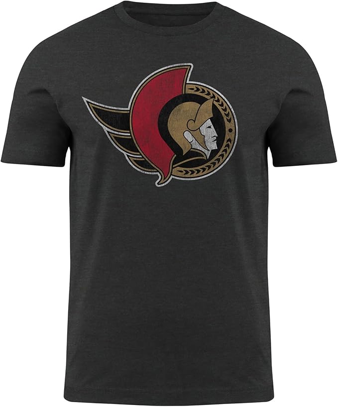 Bulletin NHL Ottawa Senators Primary Distressed Logo Heathered T-Shirt - Charcoal