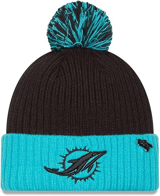 New Era NFL 2024 Miami Dolphins Social Justice Inspire Change Knit Pom Knit - Black/Aqua