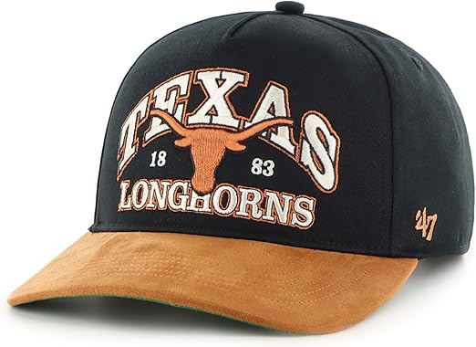 47 NCAA Texas Long Horns Break Wood Suede Hitch Adjustable Snapback Hat - Black