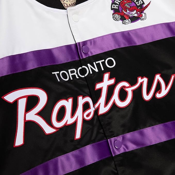 Mitchell & Ness NBA Toronto Raptors Hardwood Classics Script Satin Full-Snap Jacket - Black
