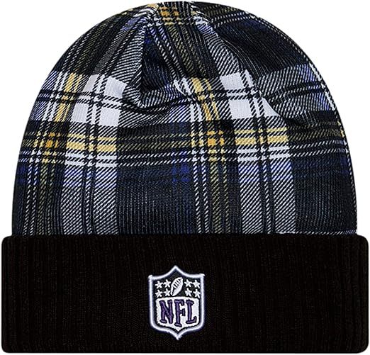 New Era Men's NFL Baltimore Ravens Sideline Statement Cuffed Knit Hat- Black