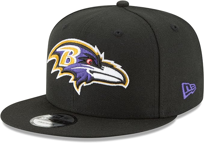 New Era Baltimore Ravens Hat NFL Black Team Color Logo 9FIFTY Snapback Adjustable Cap Adult One Size