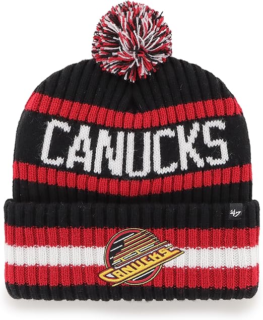 47 NHL Vancouver Canucks Bering Cuff Pom Knit Hat - Black/Red