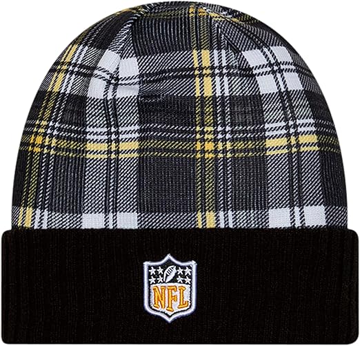 New Era Men's NFL Pittsburgh Steelers Sideline Statement Cuffed Knit Hat- Black