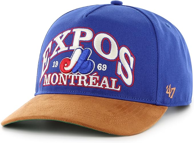 47 MLB Montreal Expos Break Wood Suede Hitch Adjustable Hat - Blue/Brown