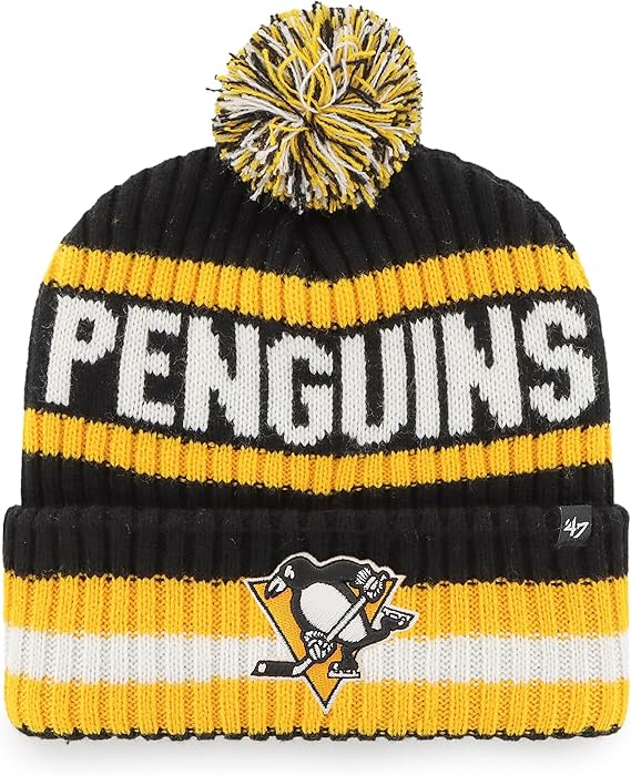 47 NHL Pittsburgh Penguins Bering Knit Cuff Pom Hat - Yellow/Black
