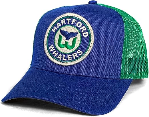 American Needle NHL Hartford Whalers Vintage Hockey Valin Adjustable Snapback Hat - Blue/Green