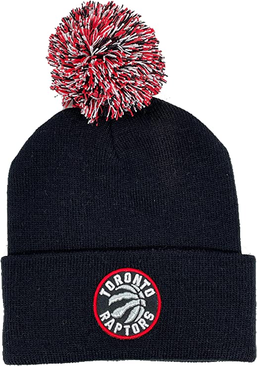 Mitchell & Ness Toronto Raptors Basic Logo Cuffed Pom Knit Black Hat
