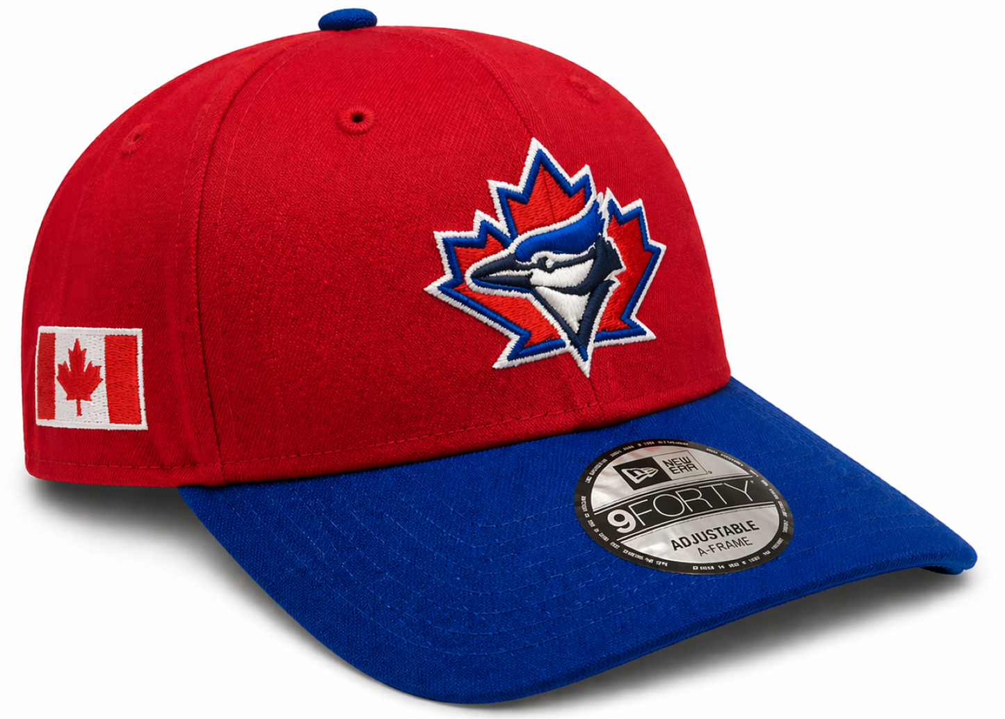 New Era MLB 9FORTY A-Frame Toronto Blue Jays Vintage Logo Canada Day 2026 Adjustable Snapback Hat - Red/Royal