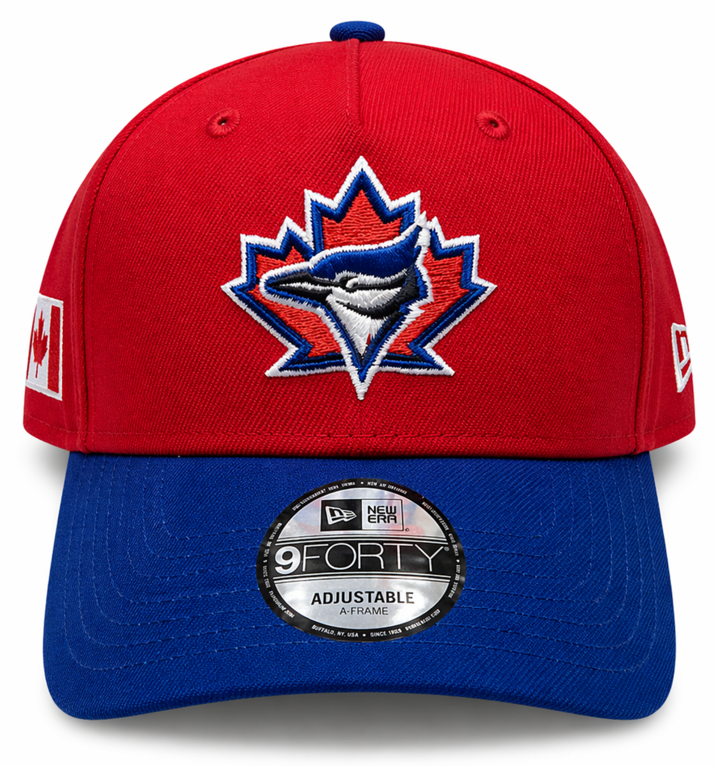 New Era MLB 9FORTY A-Frame Toronto Blue Jays Vintage Logo Canada Day 2026 Adjustable Snapback Hat - Red/Royal