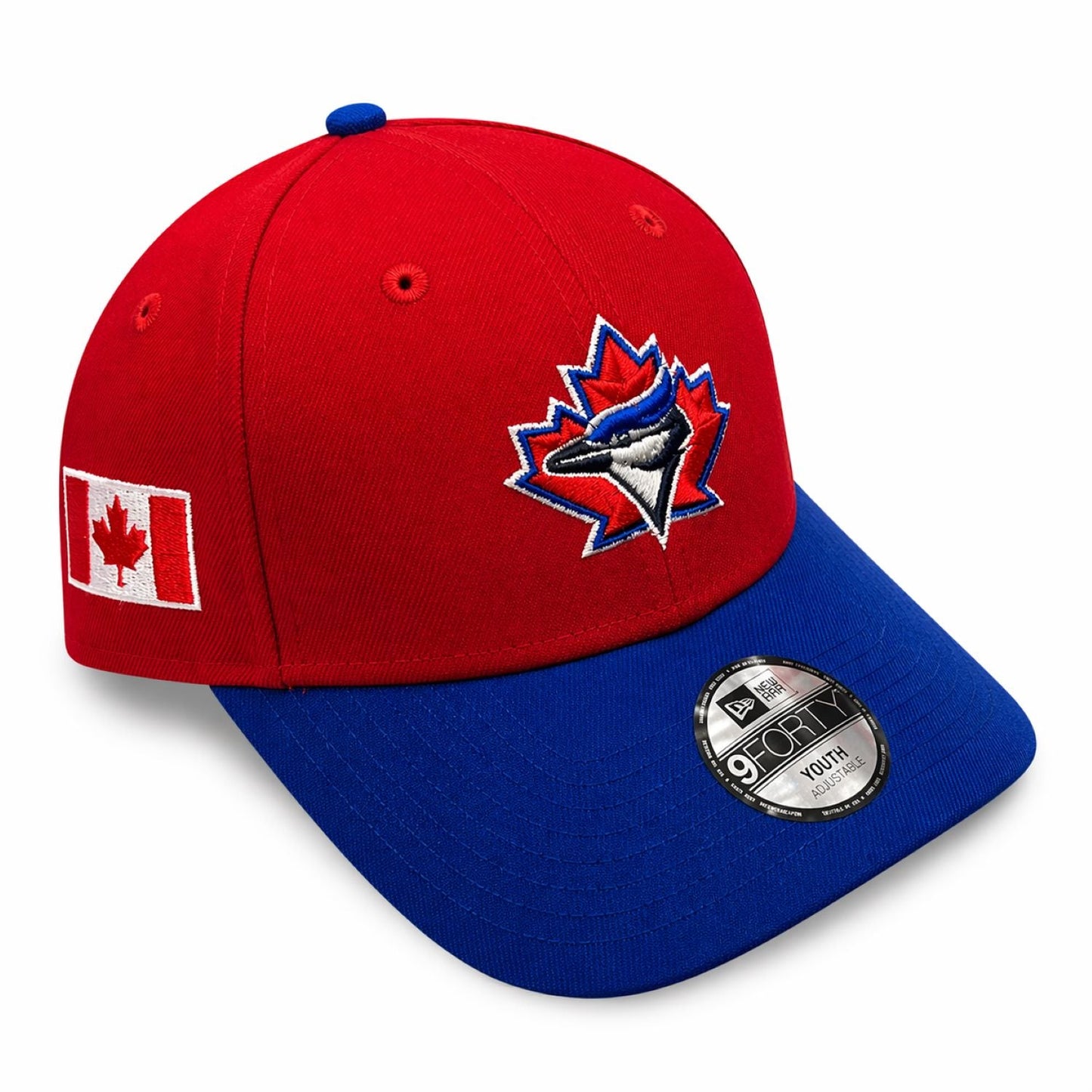 New Era MLB Youth 9FORTY Toronto Blue Jays Vintage Logo Canada Day 2026 Adjustable Hat - Red/Royal