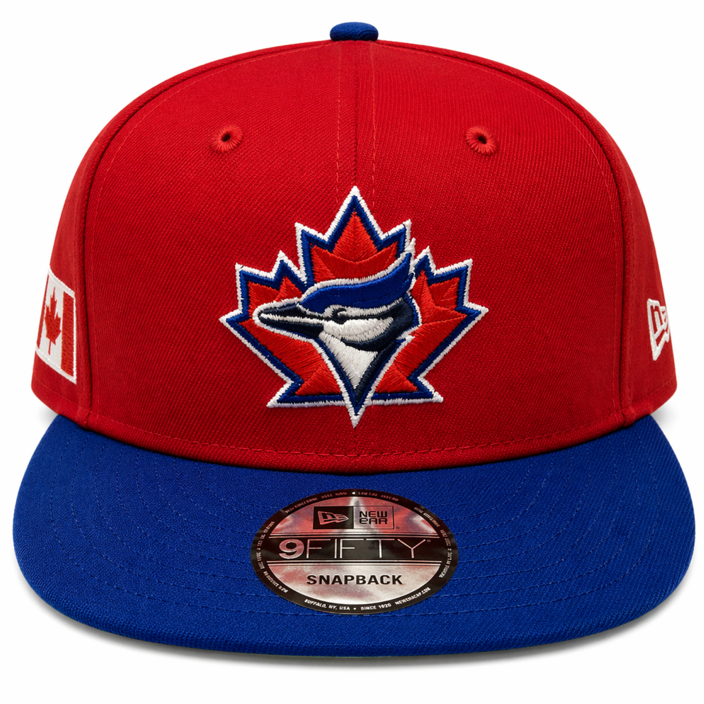 New Era MLB 9FIFTY Toronto Blue Jays Vintage Logo Canada Day 2026 Snapback Hat - Red/Royal