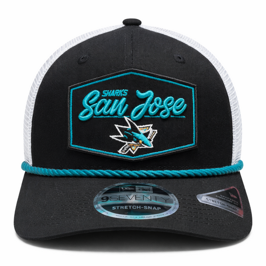 New Era 9SEVENTY NHL San Jose Sharks Adjustable Stretch-Snapback Hat - Black/White
