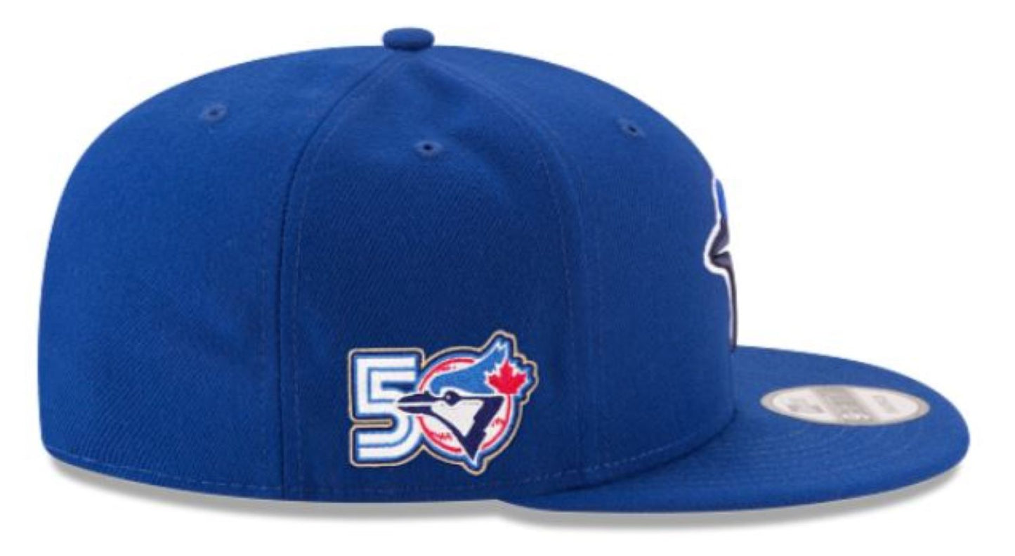 New Era 9FIFTY MLB Toronto Blue Jays 50th Anniversary Side Patch Adjustable Snapback Hat - Royal Blue