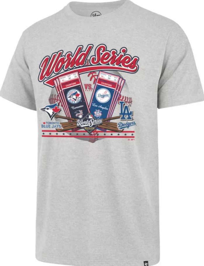 47 MLB World Series Toronto Blue Jays vs Los Angeles Dodgers Dueling Tee - Grey
