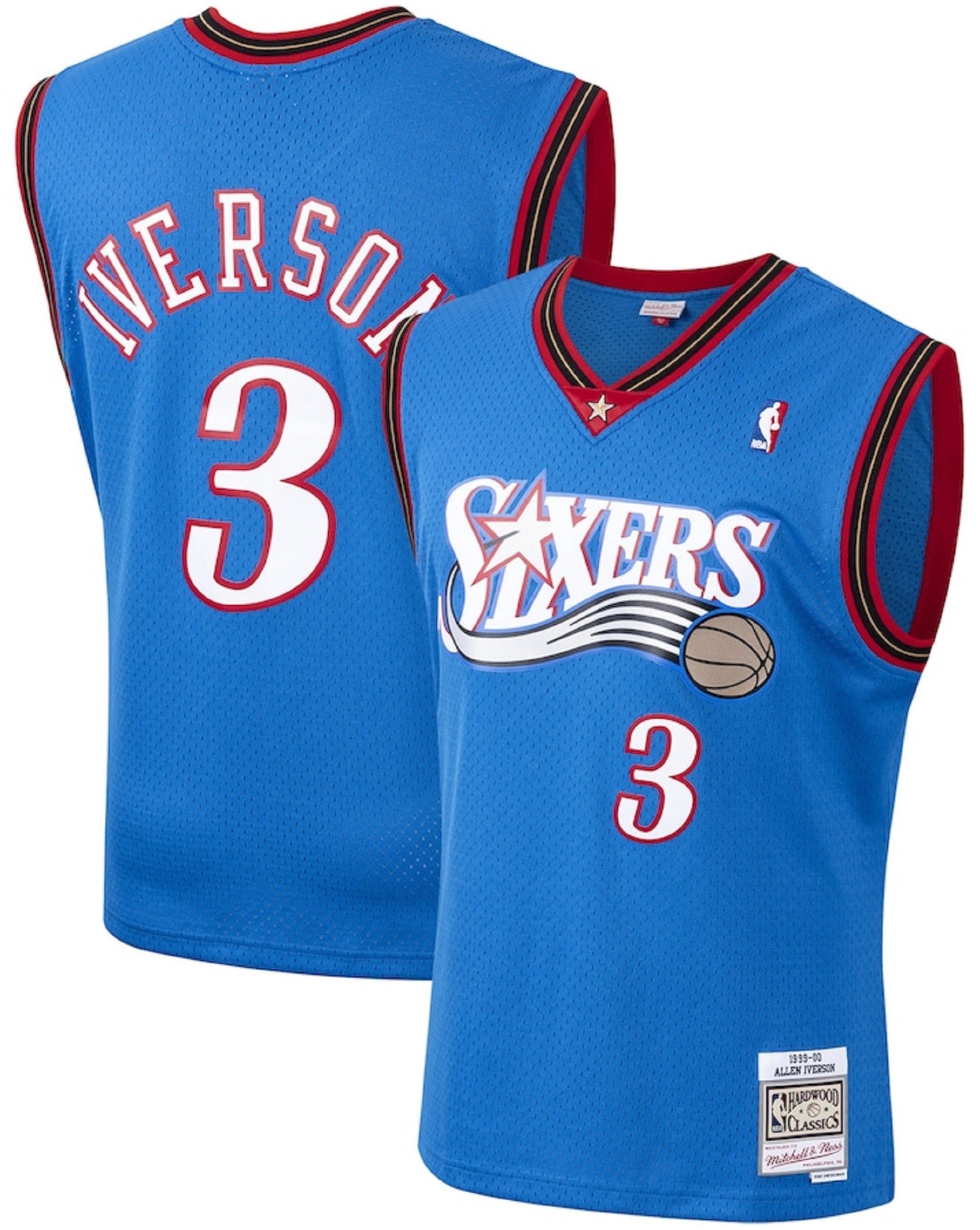 Men's Mitchell & Ness NBA Allen Iverson Philadelphia 76ers 2000/01 Hardwood Classics Swingman Jersey – Blue