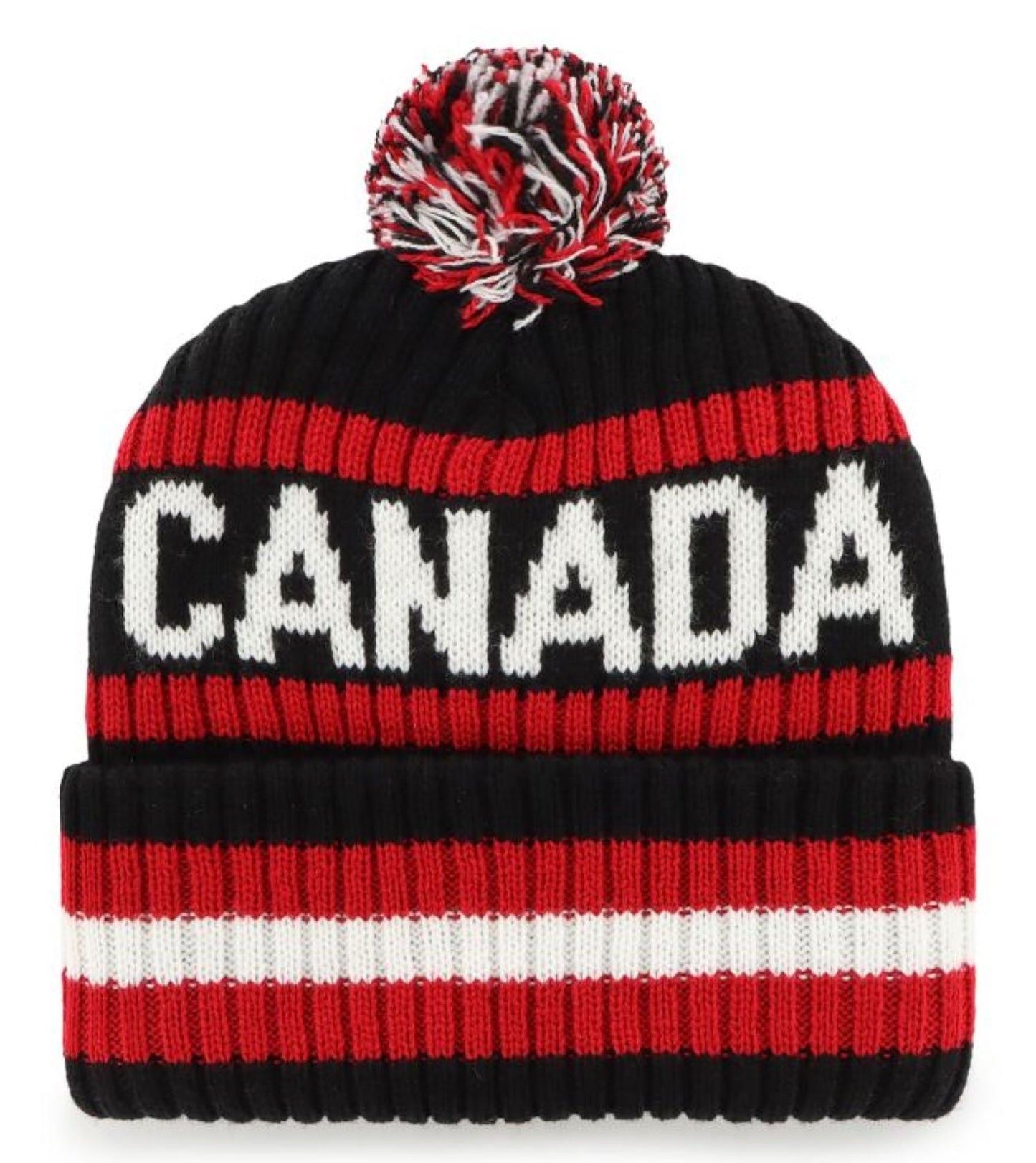 '47 Hockey Canada Bering Cuff Knit Beanie Pom - Black/Red