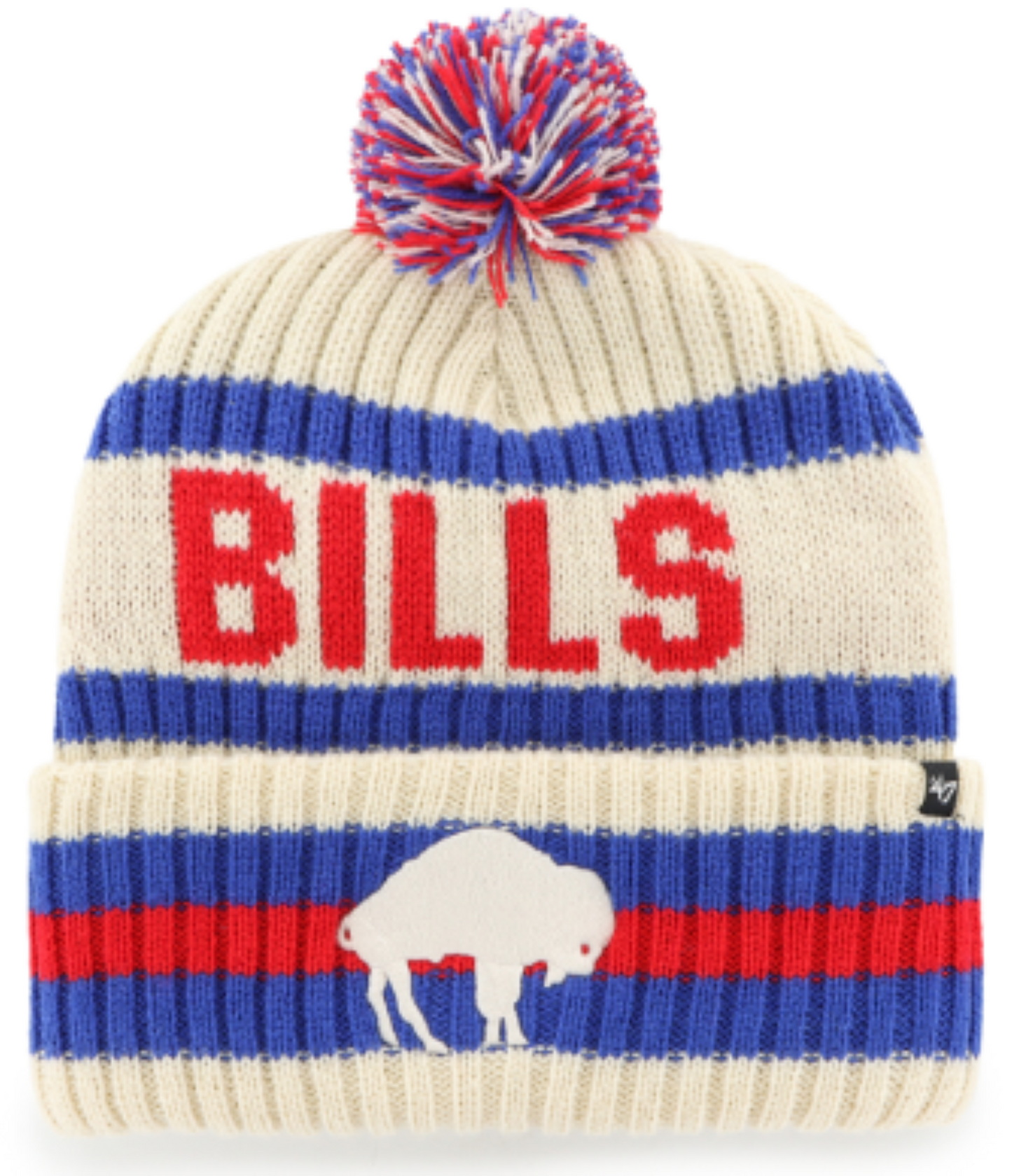 47 NFL Buffalo Bills Bering Cuff Knit Hat Toque - White/Blue/Red