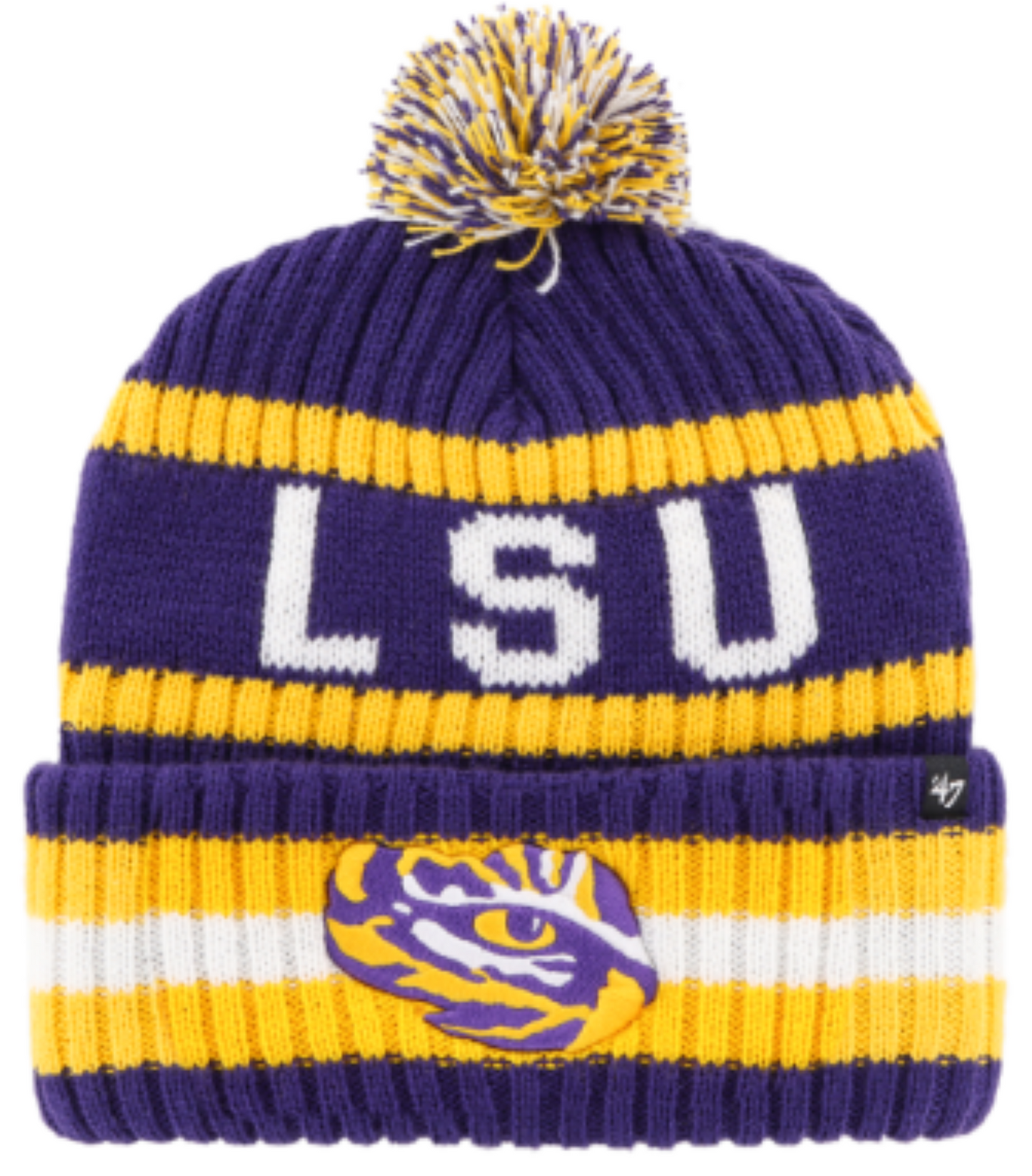47 NFL Louisiana State Tigers Bering Cuff Knit Hat Toque - Purple/Yellow