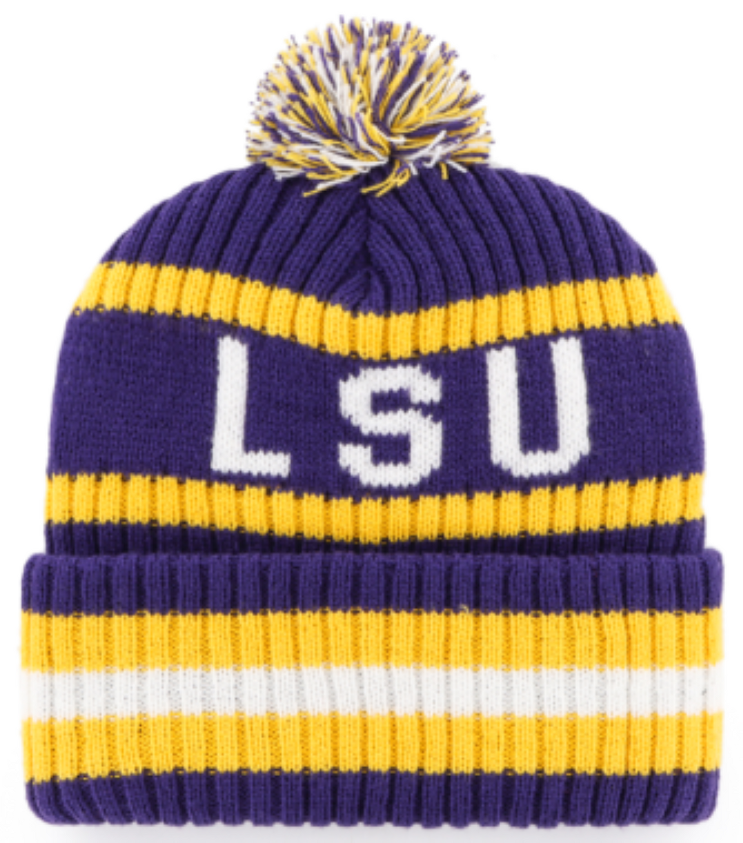 47 NFL Louisiana State Tigers Bering Cuff Knit Hat Toque - Purple/Yellow