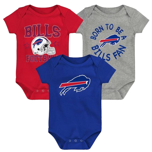 Newborn & Infant Royal/Red/Heather Gray Buffalo Bills Game On Three-Piece Bodysuit Set