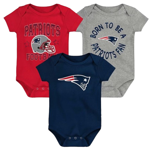 Newborn & Infant Navy/Red New England Patriots Eat Sleep Drool Football Three-Piece Bodysuit Set