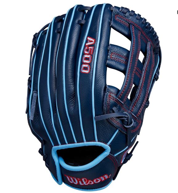 Wilson A500 12" Infield Youth Baseball Glove - Right Hand Throw, Navy/Blue/Red