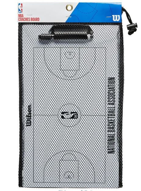 Coach's board with mesh pouch and Wilson branding on a white background