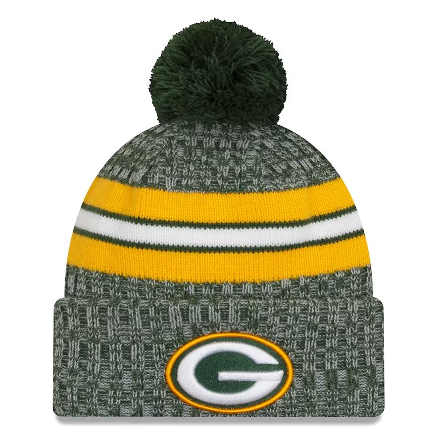 Green Bay Packers New Era 2023 Sideline Cuffed Knit Hat With Pom - Green