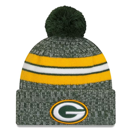 Green Bay Packers New Era 2023 Sideline Cuffed Knit Hat With Pom - Green