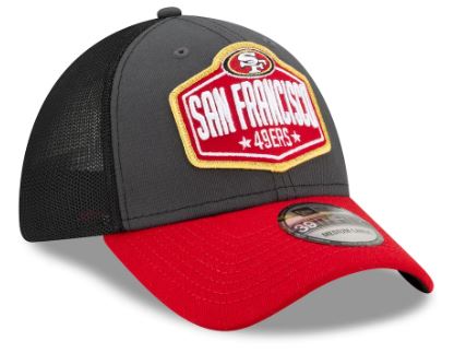 Men's New Era Graphite/Scarlet San Francisco 49ers 2021 NFL Draft Trucker 39THIRTY Flex Hat