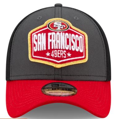 Men's New Era Graphite/Scarlet San Francisco 49ers 2021 NFL Draft Trucker 39THIRTY Flex Hat