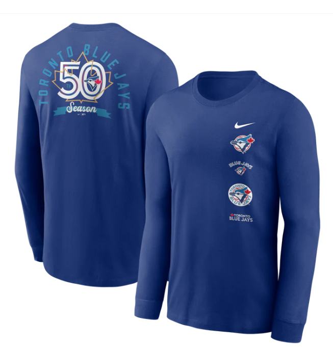 Nike MLB Toronto Blue Jays 50th Season Anniversary Long Sleeve Shirt T - Royal Blue