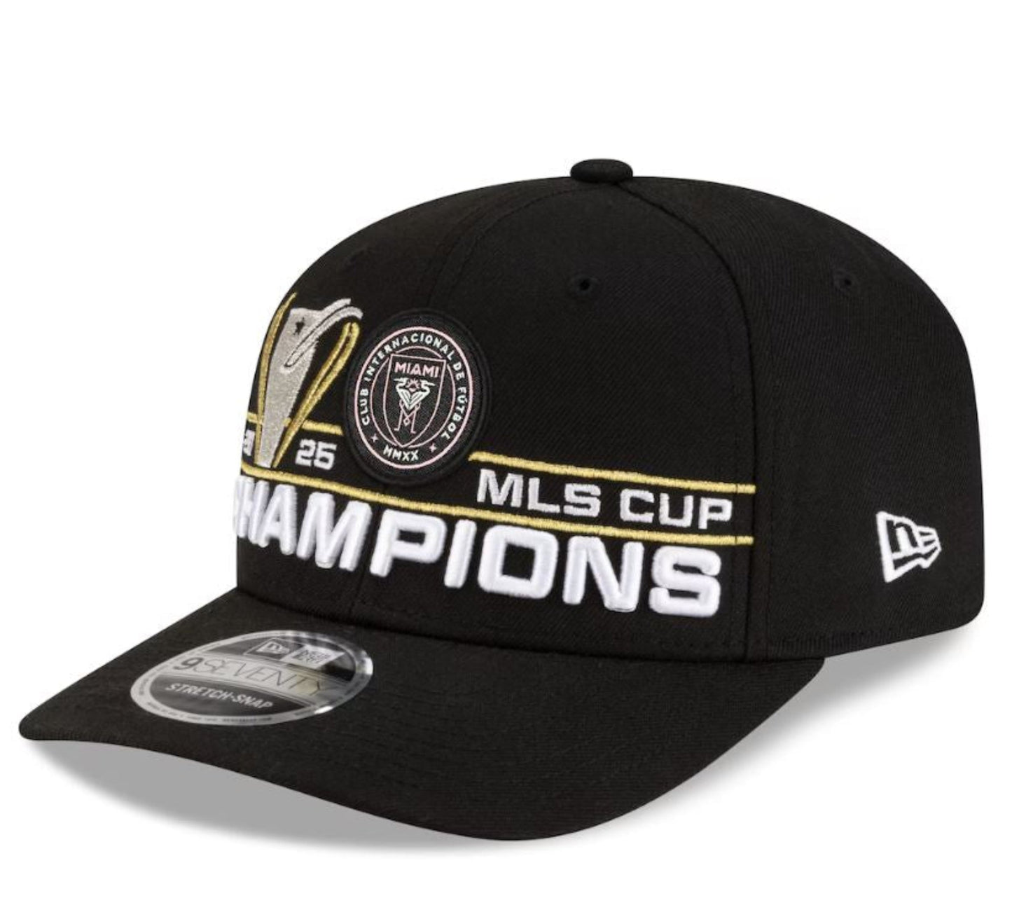 New Era Inter Miami CF 2025 MLS Champions Locker Room 9SEVENTY Stretch Snap Snapback Hat - Black