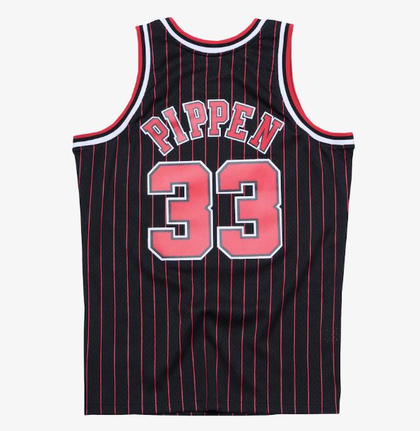 Mitchell & Ness Men's NBA Chicago Bulls Scottie Pippen 1995-96 Pinstripe Hardwood Classics Swingman Jersey - Black