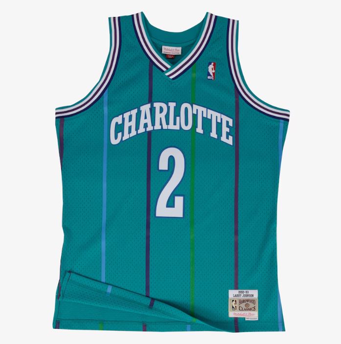 Mitchell & Ness Men's NBA Charlotte Hornets Larry Johnson 1992-93 Hardwood Classics Swingman Jersey - Teal