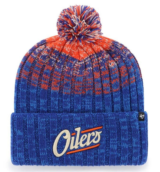 '47 NHL Edmonton Oilers Cascade Cuff Pom Knit - Blue/Orange