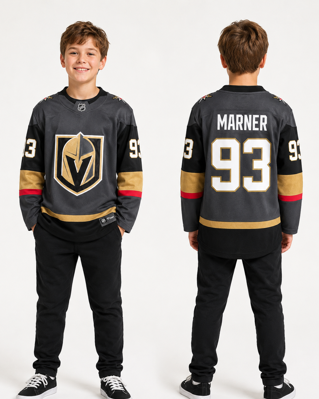 Fanatics Youth NHL Vegas Golden Knights Mitch Marner #93 Breakaway Home Jersey - Grey