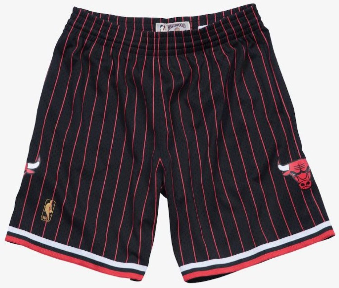 Mitchell & Ness Men's Chicago Bulls 1996-97 Black Alternate Swingman Shorts - Black/Red Pinstripe