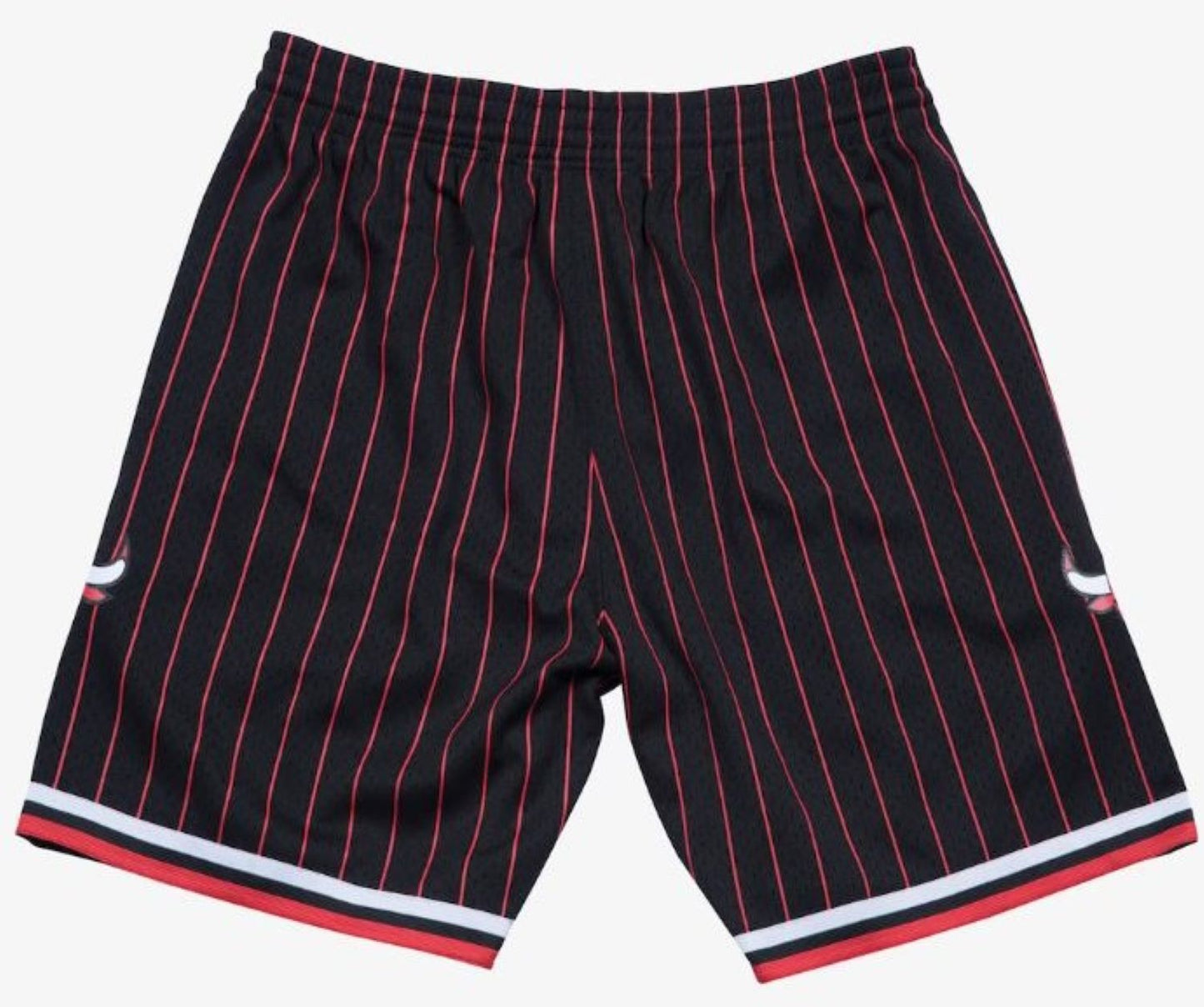 Mitchell & Ness Men's Chicago Bulls 1996-97 Black Alternate Swingman Shorts - Black/Red Pinstripe