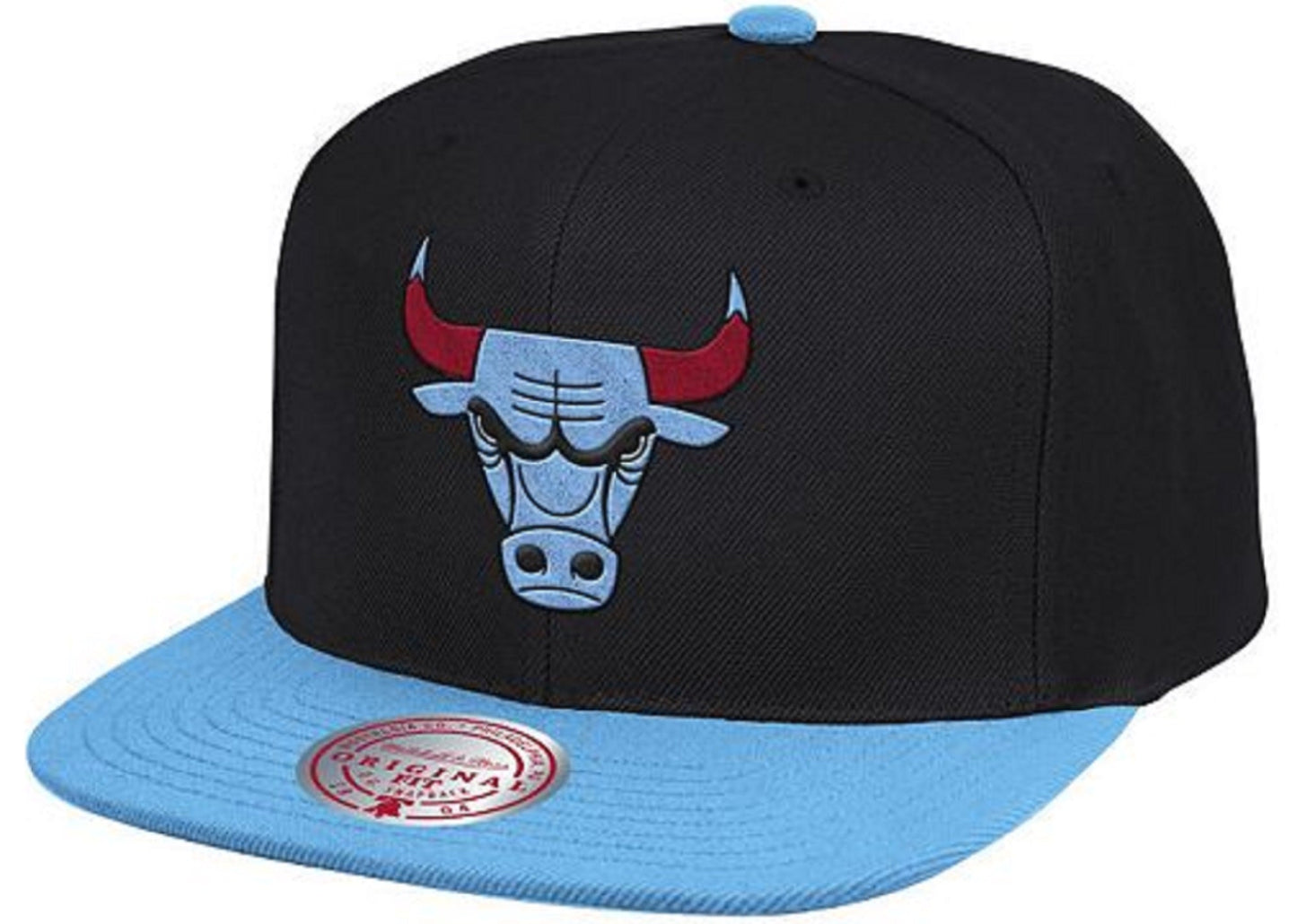 Men's Chicago Bulls Mitchell & Ness Black/Sky Blue Two-Tone Wool Snapback Hat