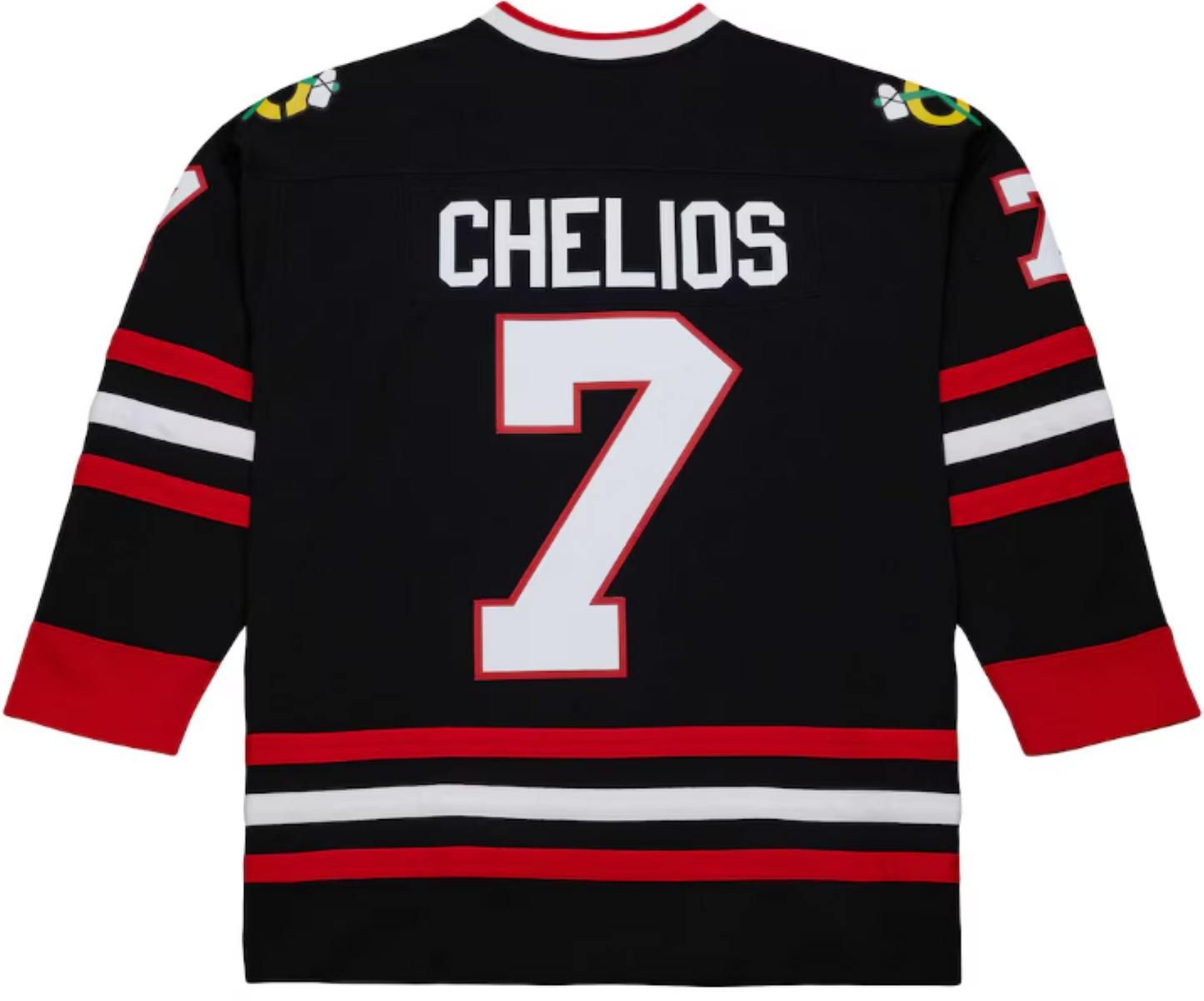Mitchell & Ness NHL Chris Chelios Chicago Blackhawks 1997/98 Captain Replica Jersey - Black/Red