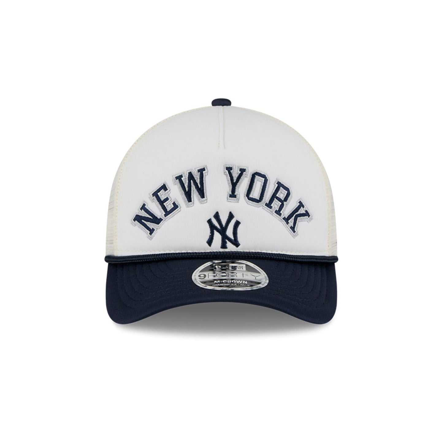 New Era MLB New York Yankees 9FORTY Chrome Arch M-Crown A-Frame Adjustable Trucker Cap - White / Navy