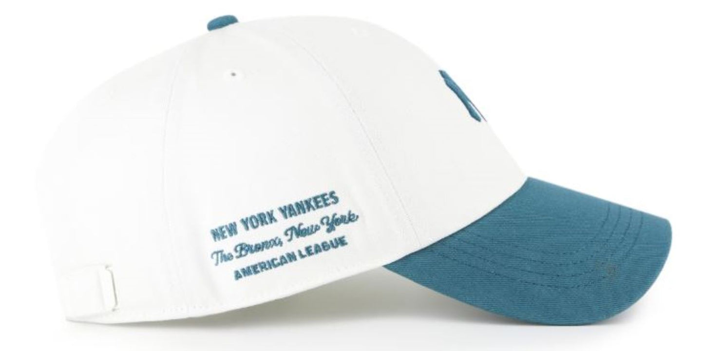 ’47 MLB New York Yankees Contemporary TT Clean Up Adjustable Hat - White/Teal