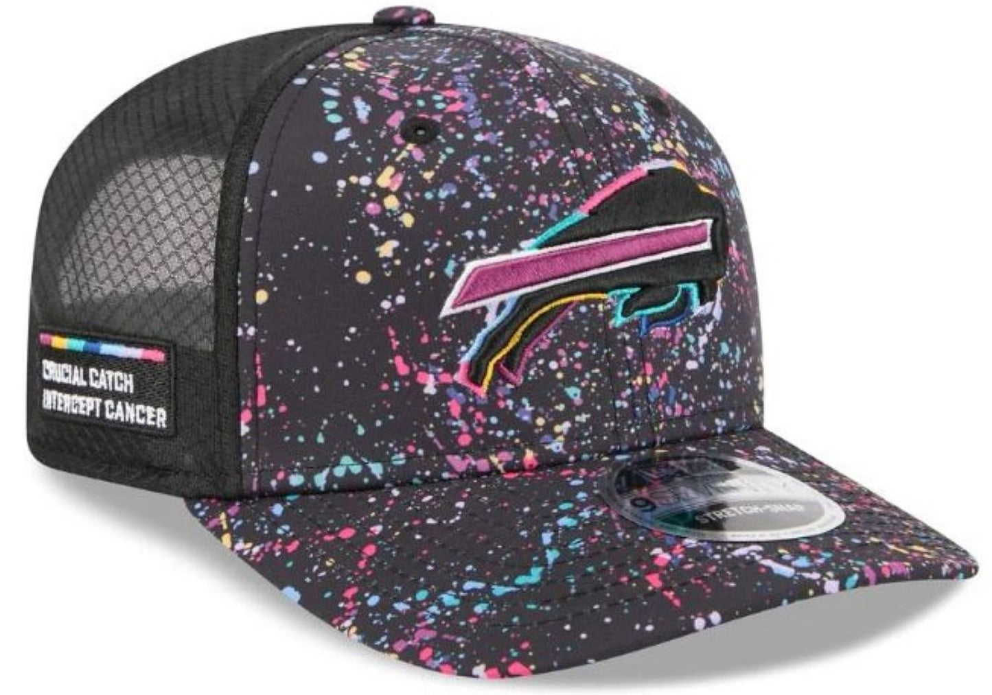 New Era NFL Buffalo Bills 2025 Crucial Catch 9SEVENTY Stretch-Snap Trucker Adjustable Hat - Black (Copy)